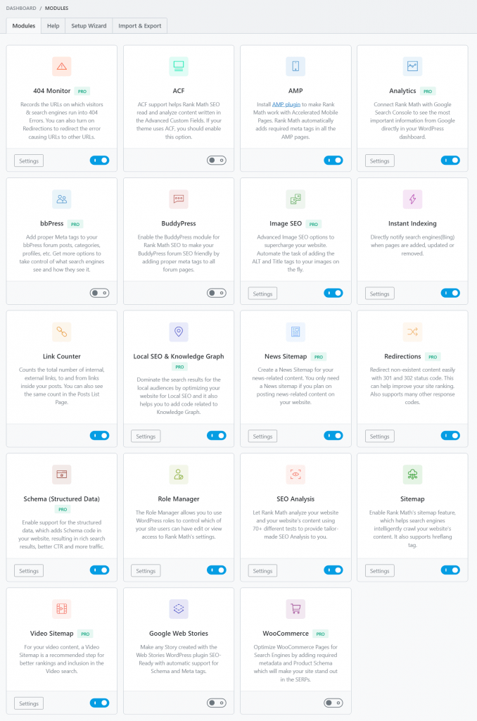 Rank Math SEO Pro MODULES