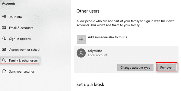 How to Remove Local User Account from Windows 11/10 Settings