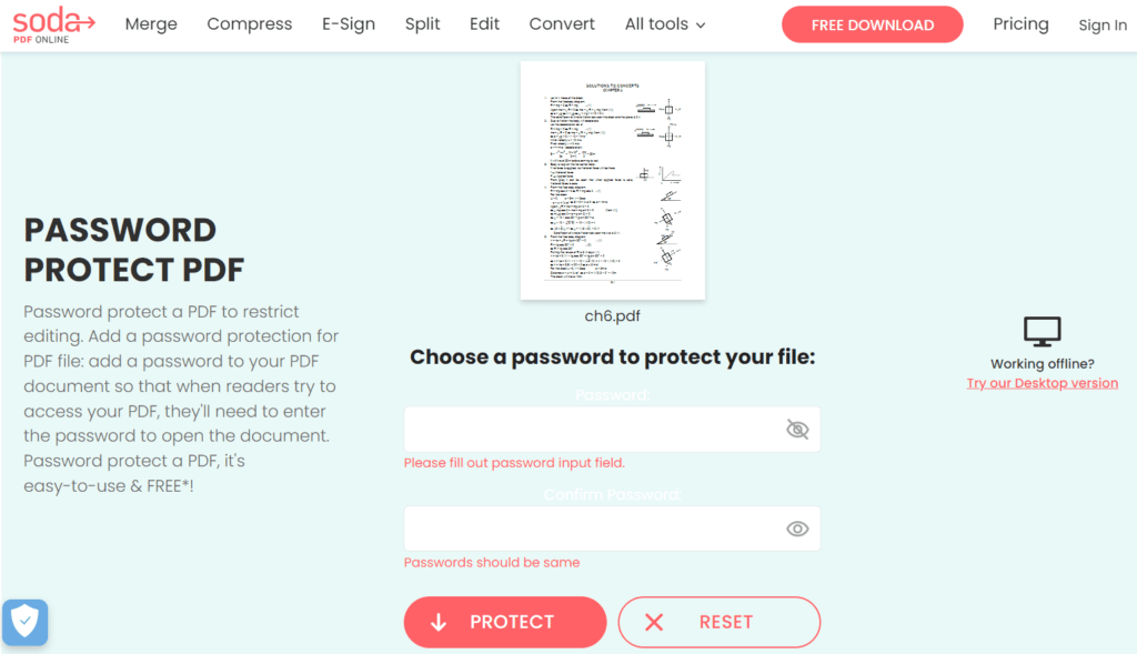 password protect pdf