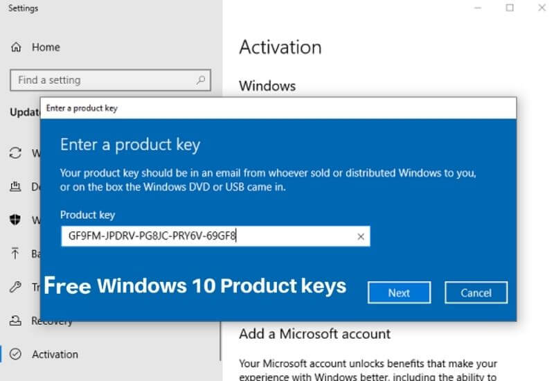 Windows 10 Pro product key