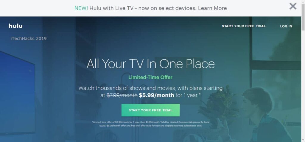 Activate Hulu 30-days Premium Trial Pack.