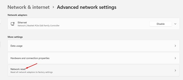 Reset Network Settings